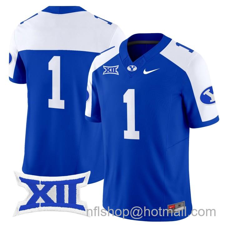 Men's Nike BYU Cougars #1 Vapor Limited College Football Stitched Royal Alternate Big 12 Jersey