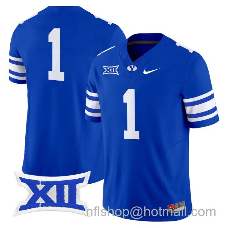 Men's Nike BYU Cougars #1 Vapor Limited College Football Stitched Royal Big 12 Jersey