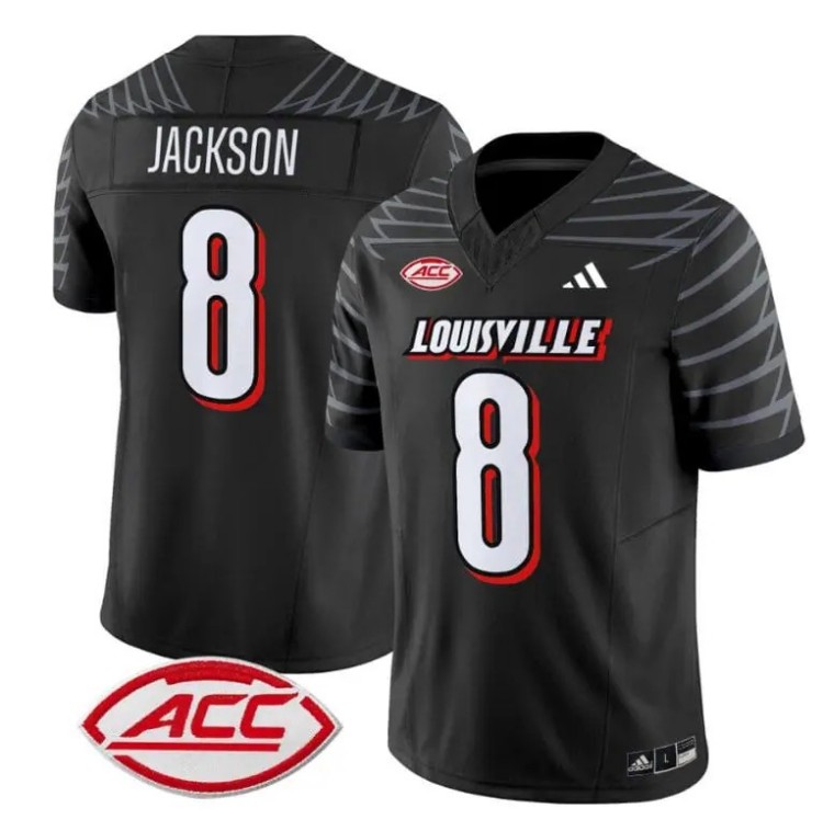 Men's Adidas Lamar Jackson Jersey #8 Louisville Cardinals Vapor Football Stitched Black With ACC Patch