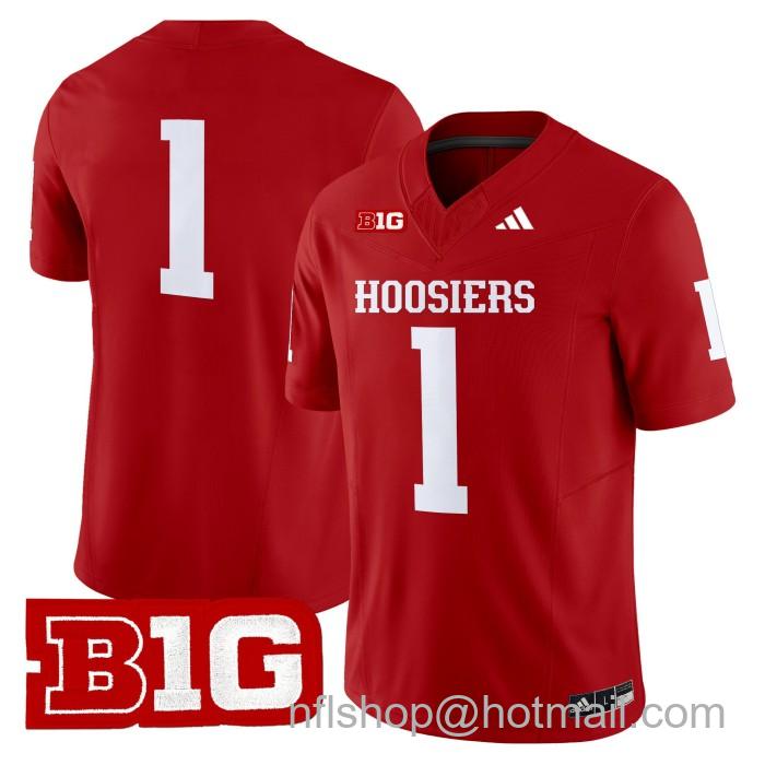 Men's Adidas #1 Indiana Hoosiers Vapor Limited College Football Stitched Crimson Jersey