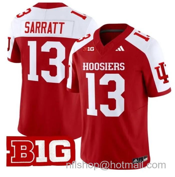 Men's Adidas Elijah Sarratt Jersey #13 Indiana Hoosiers Vapor Limited College Football Stitched Crimson Alternate