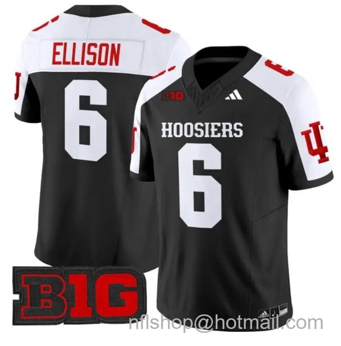 Men's Adidas Justice Ellison Jersey #6 Indiana Hoosiers Vapor Limited College Football Stitched Black Alternate