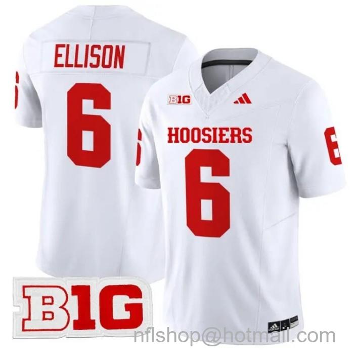 Men's Adidas Justice Ellison Jersey #6 Indiana Hoosiers Vapor Limited College Football Stitched White