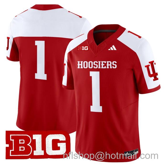 Men's Adidas #1 Indiana Hoosiers Vapor Limited College Football Stitched Crimson Alternate Jersey