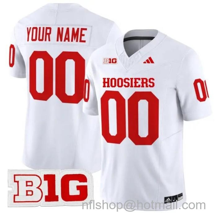 Men's Adidas Custom Indiana Hoosiers Jersey Name and Number Stitched Vapor Limited College Football White