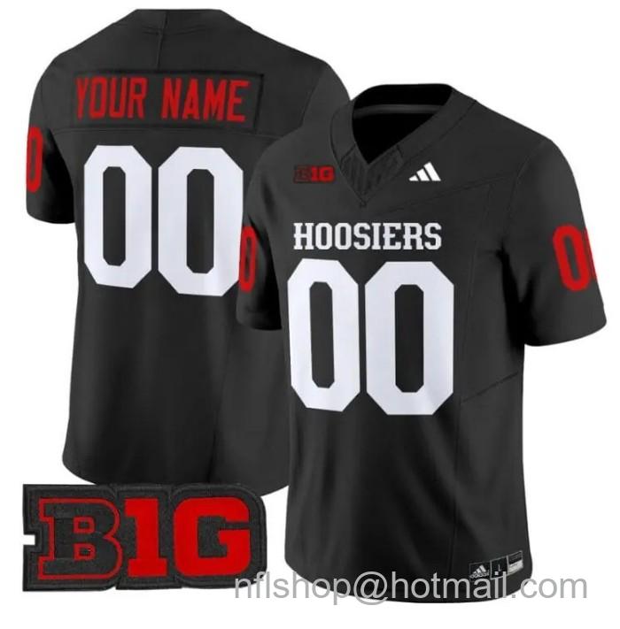 Men's Adidas Custom Indiana Hoosiers Jersey Name and Number Stitched Vapor Limited College Football Black