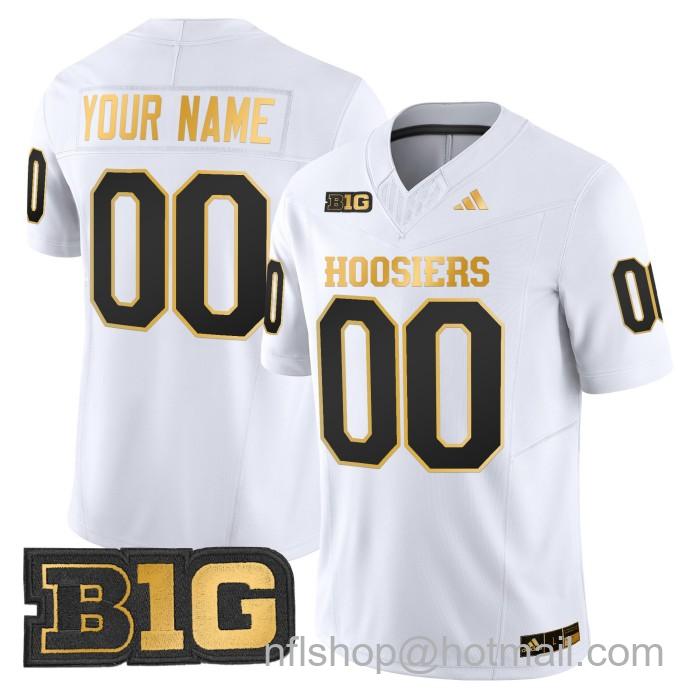 Men's Adidas Custom Indiana Hoosiers Jersey Name and Number Stitched Vapor Limited College Football White Gold