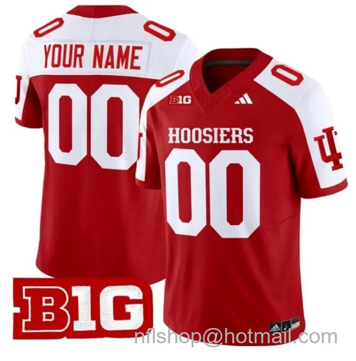 Men's Adidas Custom Indiana Hoosiers Jersey Name and Number Stitched Vapor Limited College Football Crimson Alternate