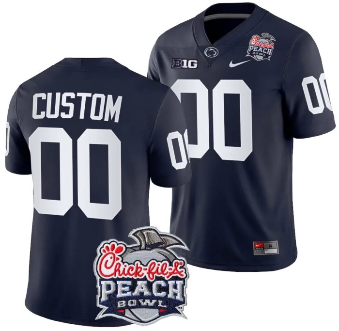 Men's Nike Custom Penn State Jersey Name and Number Peach Bowl Patch 2024 College Football Navy