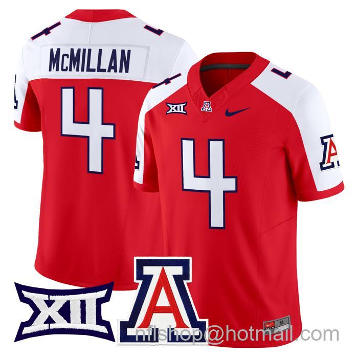 Men's Nike #4 Tetairoa McMillan Jersey Arizona Wildcats F.U.S.E. Vapor Limited College Football Red Alternate Stitched