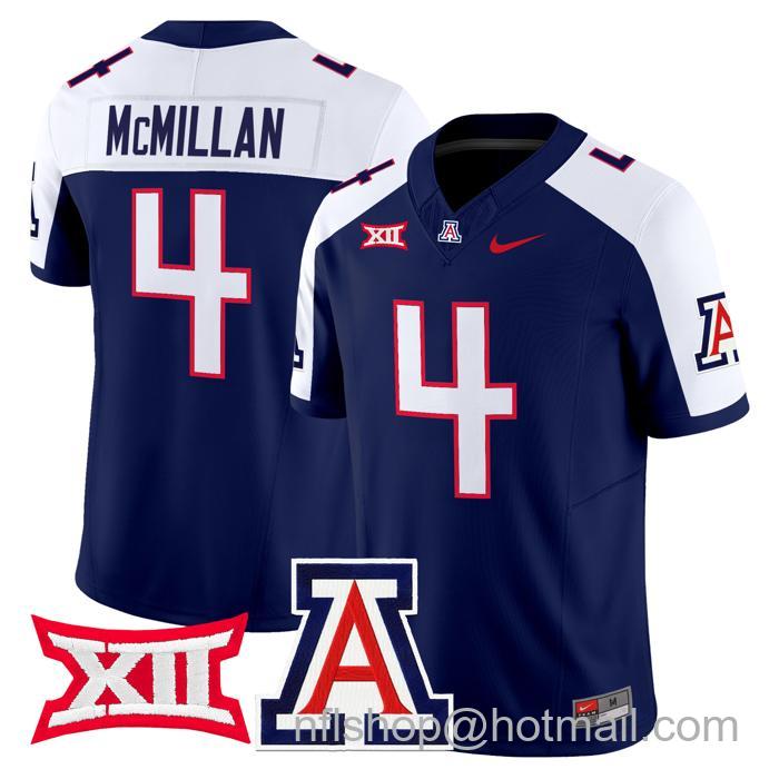 Men's Nike #4 Tetairoa McMillan Jersey Arizona Wildcats F.U.S.E. Vapor Limited College Football Navy Alternate Stitched