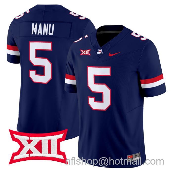 Men's Nike #5 Jacob Manu Jersey Arizona Wildcats F.U.S.E. Vapor Limited College Football Navy Stitched