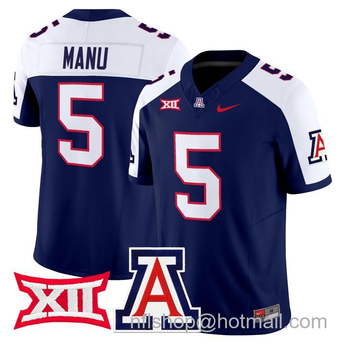 Men's Nike #5 Jacob Manu Jersey Arizona Wildcats F.U.S.E. Vapor Limited College Football Navy Alternate Stitched