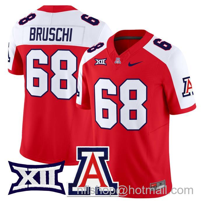 Men's Nike #68 Tedy Bruschi Jersey Arizona Wildcats F.U.S.E. Vapor Limited College Football Red Alternate Stitched