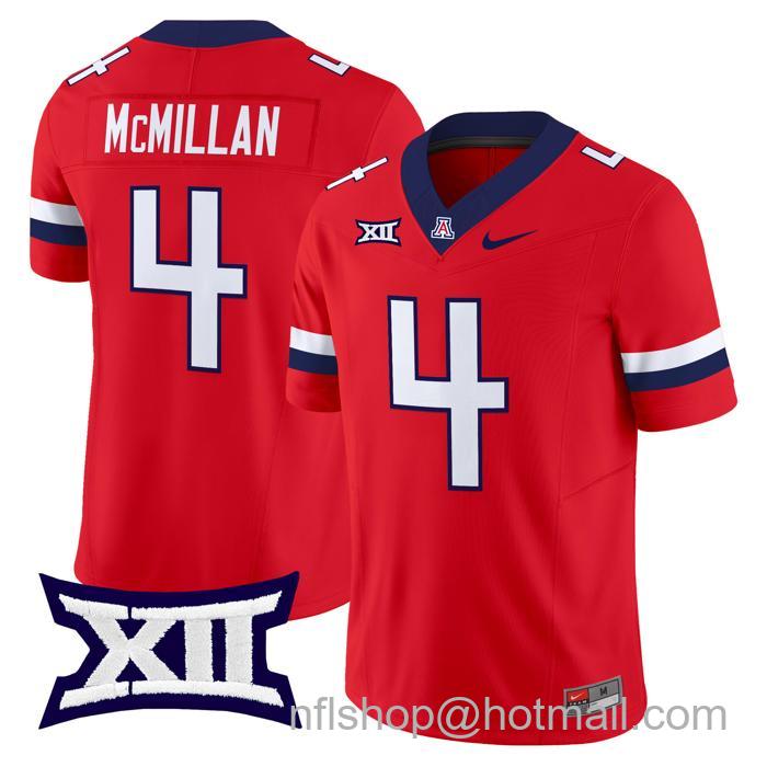 Men's Nike #4 Tetairoa McMillan Jersey Arizona Wildcats F.U.S.E. Vapor Limited College Football Red Stitched