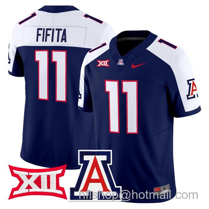 Men's Nike #11 Noah Fifita Jersey Arizona Wildcats F.U.S.E. Vapor Limited College Football Navy Alternate Stitched