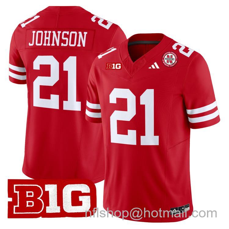 Men's Nebraska Cornhuskers #21 Emmett Johnson Scarlet Adidas Vapor Limited Stitched College Football Jersey