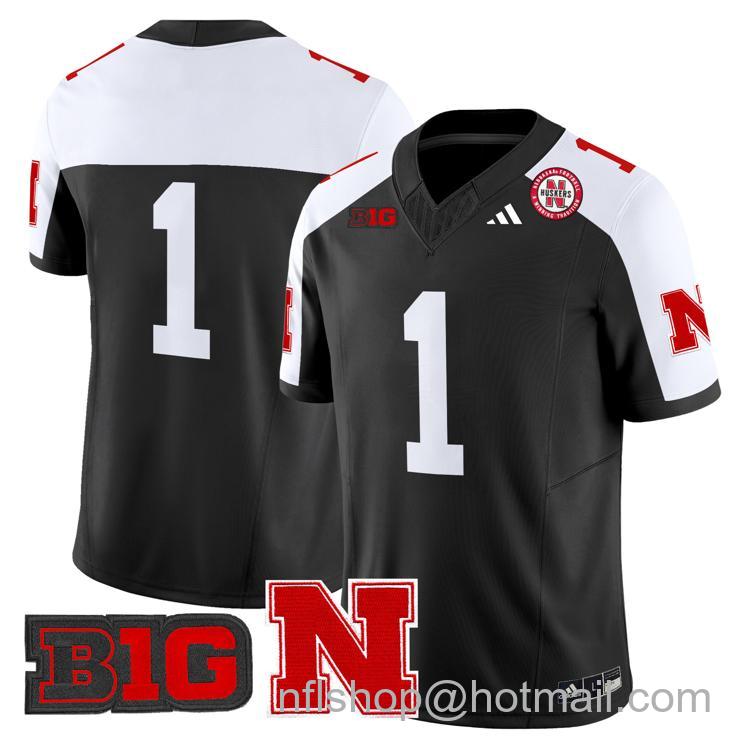 Men's Nebraska Cornhuskers #1 Black Alternate Adidas Vapor Limited Stitched College Football Jersey