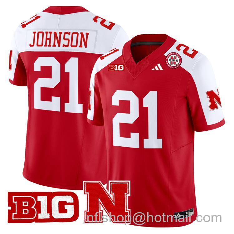 Men's Nebraska Cornhuskers #21 Emmett Johnson Scarlet Alternate Adidas Vapor Limited Stitched College Football Jersey