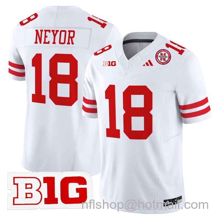 Men's Nebraska Cornhuskers #18 Isaiah Neyor White Adidas Vapor Limited Stitched College Football Jersey