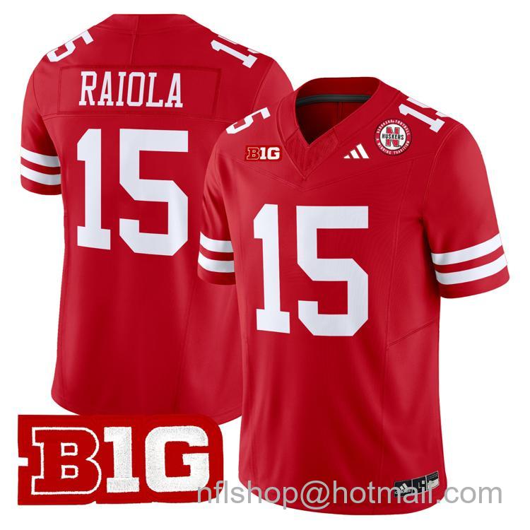 Men's Nebraska Cornhuskers #15 Dylan Raiola Scarlet Adidas Vapor Limited Stitched College Football Jersey