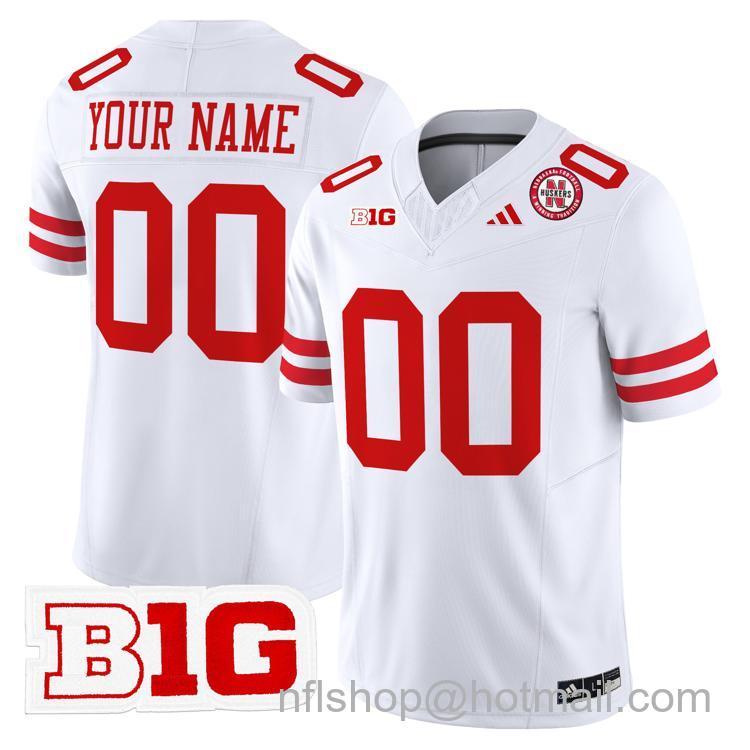 Customized Adidas Nebraska Cornhuskers Jersey Name and Number Stitched College Big Ten Football White