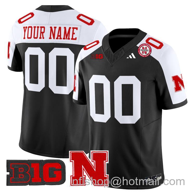 Customized Adidas Nebraska Cornhuskers Jersey Name and Number Stitched College Big Ten Football Black Alternate