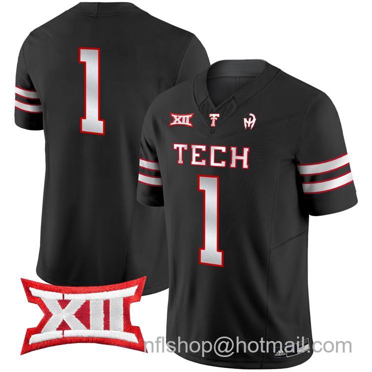 Men's Adidas Texas Tech Red Raiders #1 Vapor Limited Football Black Jersey