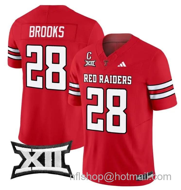 Men's Adidas Tahj Brooks Jersey #28 Texas Tech Red Raiders Vapor Limited Football Red