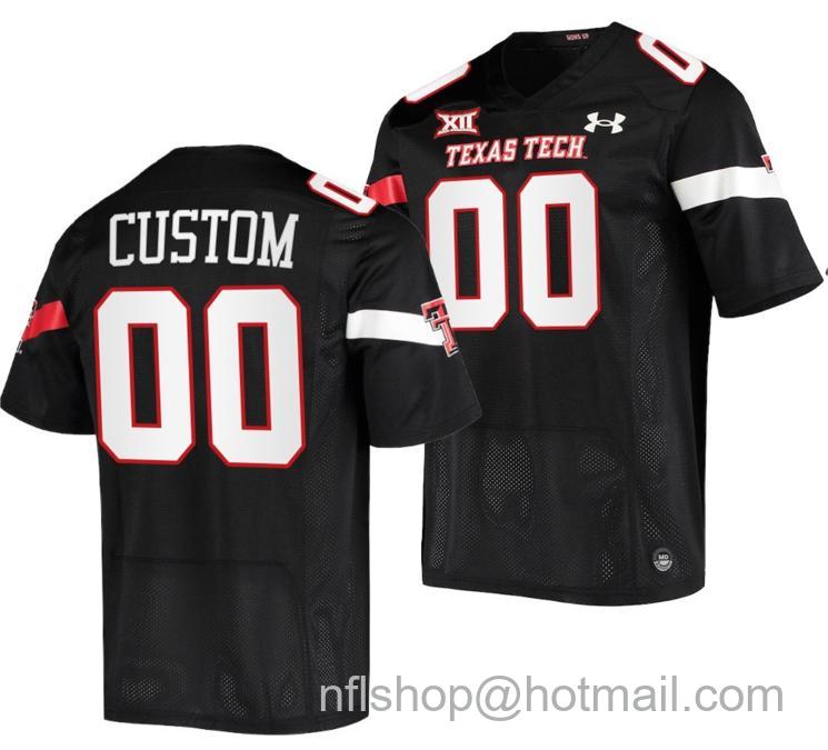 Men's Custom Texas Tech Red Raiders Jersey Name and Number NCAA College Football Patch Black