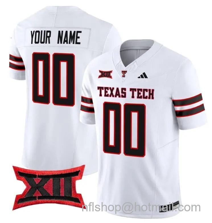 Men's Adidas Custom Texas Tech Red Raiders Jersey Name and Number Vapor Limited Football White