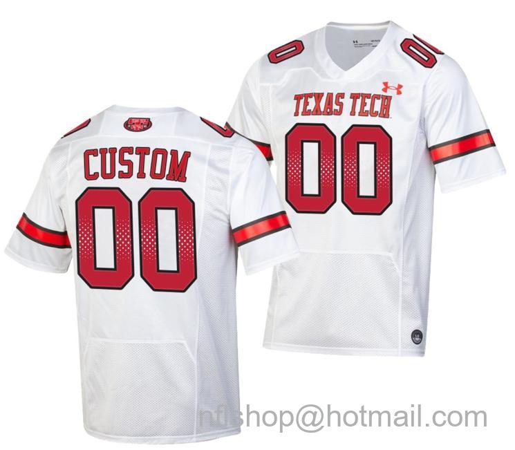 Men's Custom Texas Tech Red Raiders Jersey Name and Number NCAA College Football Throwback White