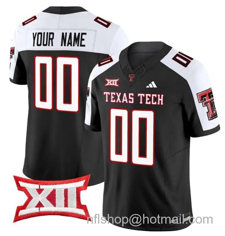 Men's Adidas Custom Texas Tech Red Raiders Jersey Name and Number Vapor Limited Football Black Alternate