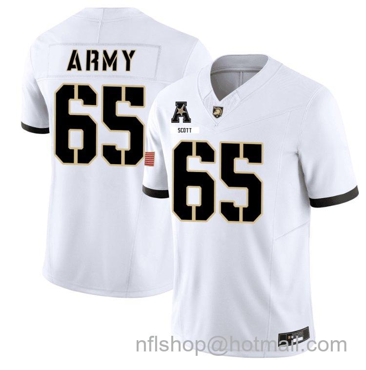 Men's Lucas Scott Jersey #65 Army Black Knights 101st Airborne Division Honoring White