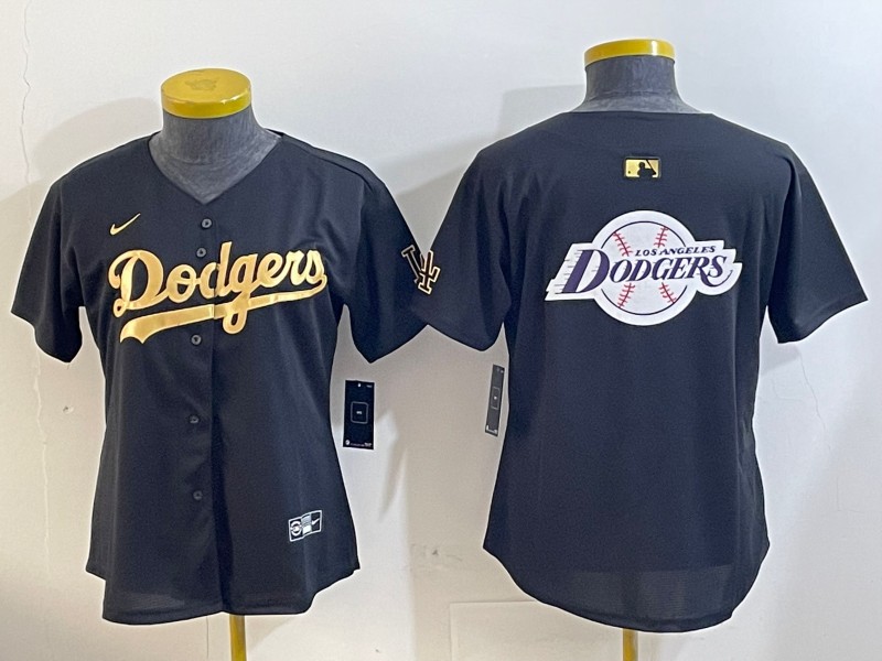 Women's Los Angeles Dodgers Blank Black Gold Limited Stitched Baseball MLB Jersey