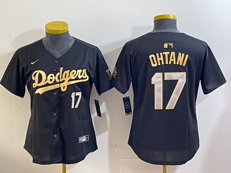 Women's Los Angeles Dodgers #17 Shohei Ohtani Black Gold Limited Stitched Baseball Jersey