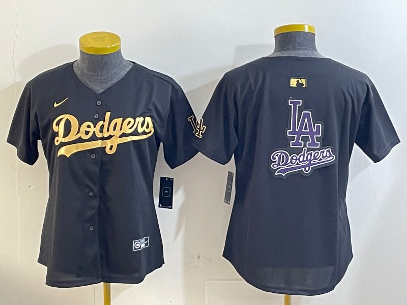 Women's Los Angeles Dodgers Blank Black Gold Nike Limited Stitched Baseball Jersey