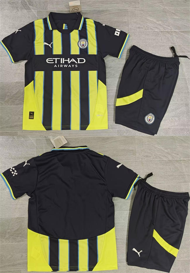 Youth Manchester City Custom Black_Yellow Soccer Jersey Suit