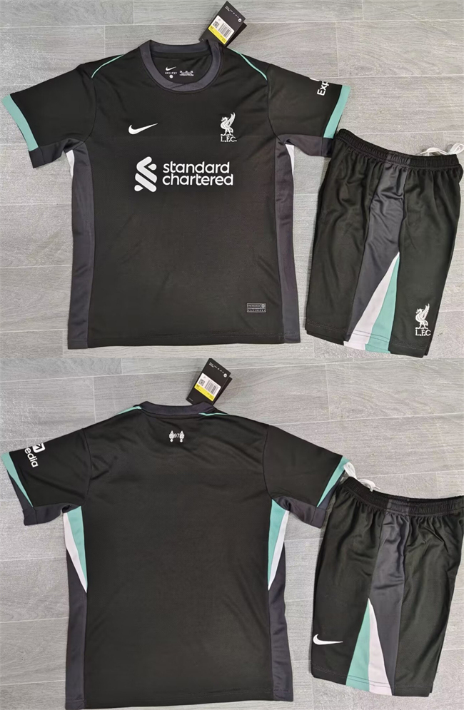 Youth Liverpool Custom Black Soccer Jersey Suit