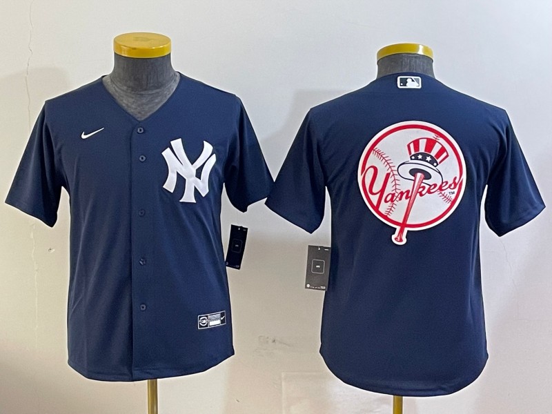 Youth New York Yankees Blank Navy With Big Logo Nike Limited Stitched Baseball Jersey