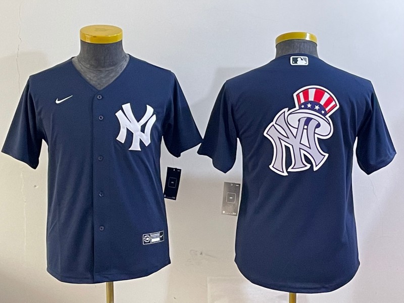 Youth New York Yankees Blank Navy With Big Logo Limited Stitched MLB Jersey