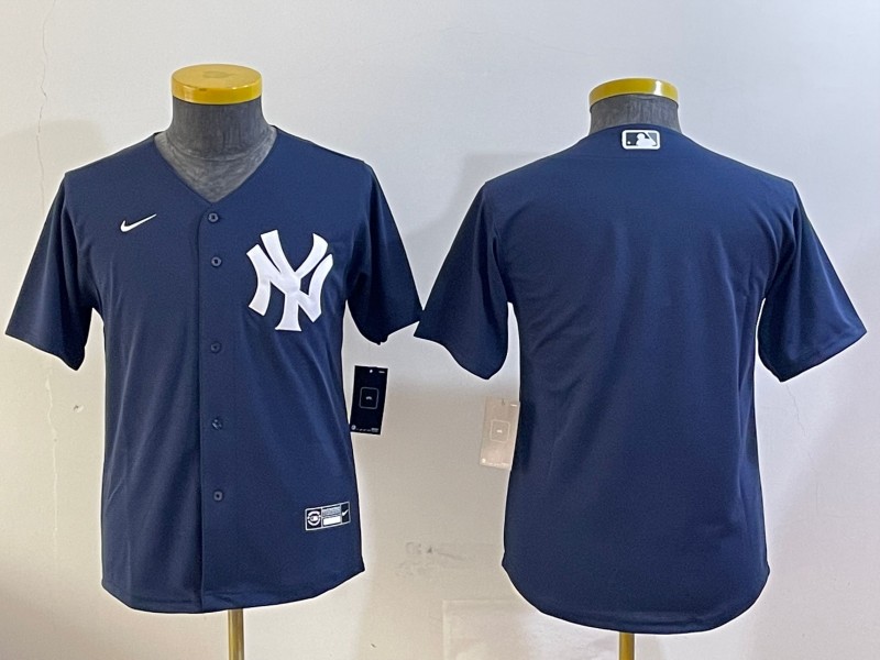 Youth New York Yankees Blank Navy Limited Stitched Baseball Jersey