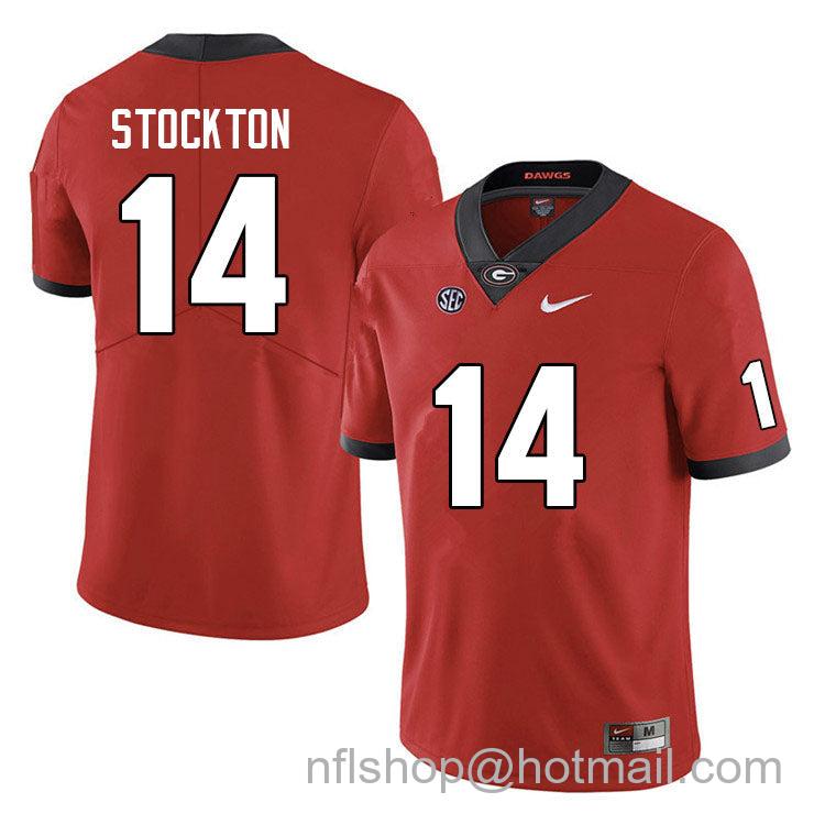 Men’s Georgia Bulldogs #14 Gunner Stockton Red Vapor Limited Nike College Football Stitched Jersey