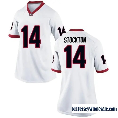 Women'ss Nike #14 Gunner Stockton Georgia Bulldogs Replica White Football College Stitched Jersey