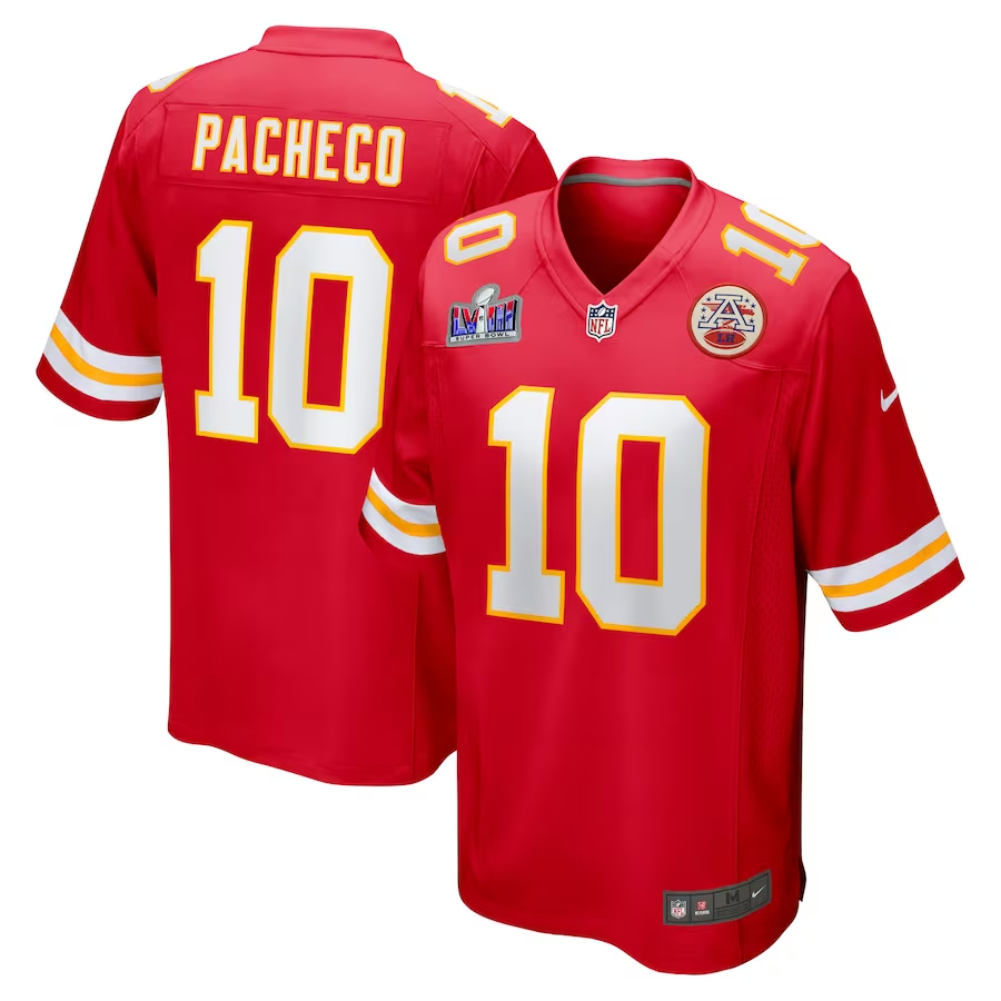 Men's Kansas City Chiefs #10 Isiah Pacheco Red Nike Super Bowl LVIII Game Football Stitched Jersey