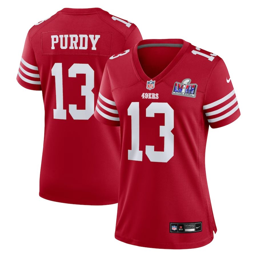 Women's San Francisco 49ers #13 Brock Purdy Scarlet Nike Super Bowl LVIII Game Football Stitched Jersey