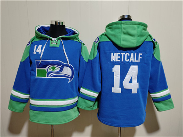 Men's Seattle Seahawks #14 DK Metcalf Ageless Must-Have Lace-Up Pullover Hoodie