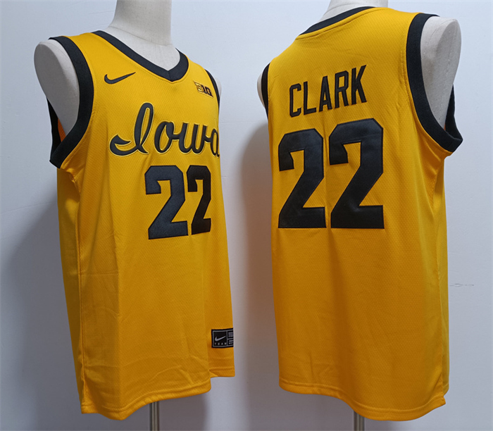 Men's Iowa Hawkeyes #22 Caitlin Clark Yellow College Stitched Basketball Jersey