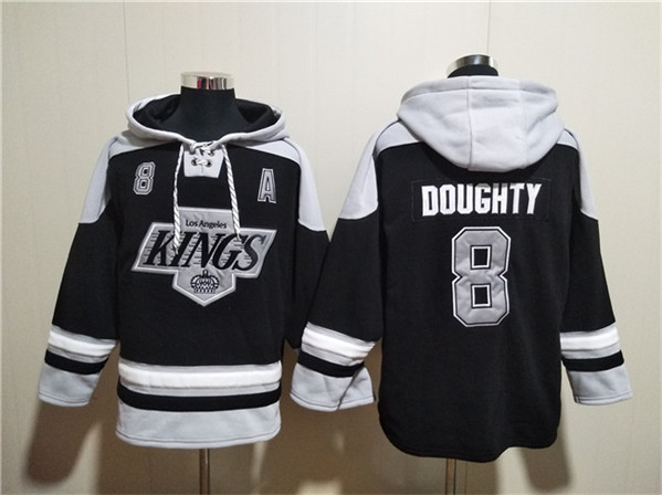 Men's Los Angeles Kings #8 Drew Doughty Black Ageless Must-Have Lace-Up Pullover Hoodie