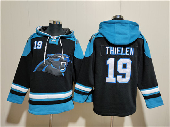 Men's Carolina Panthers #19 Adam Thielen Black Ageless Must-Have Lace-Up Pullover Hoodie